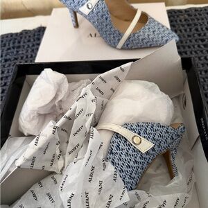 Alfani Blue and White Patterned Heels
